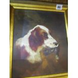 HUNTING DOG, oil on canvas "Hunting Dog with Game", 26cm x 23cm