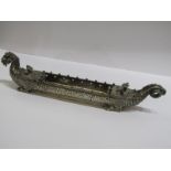 SILVERPLATE, a novelty standish in the form of a dragon long boat, 37cm length