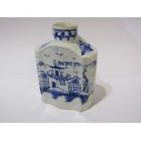 ENGLISH PEARLWARE, pottery tea caddy, decorated with chinoiserie style pagoda, 11cm height