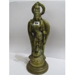 EASTERN METALWARE, a brass temple Deity figure, Lord Murugan 41cm height
