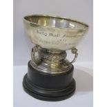 SILVER PRESENTATION TROPHY BOWL, Celtic design triple support base circular trophy bowl, Daily