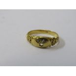 2 VINTAGE GOLD RINGS, both stone set, 1 x 18ct size Q, other 15ct, size N, stones missing to each,