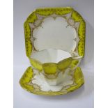 SHELLEY, yellow and gilt ornate decorated part tea service of the Queen Anne shape, pattern no