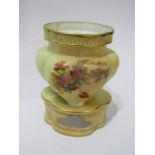 ROYAL WORCESTER, peach ground floral decorated pot pouri vase, pattern no 1907