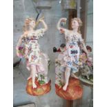CONTINENTAL PORCELAIN, pair of 19th Century Muse figures, 25cm height