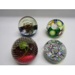 PAPERWEIGHTS, Caithness polka domed paperweight, also Selkirk limited edition paperweight and 2