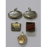 2 SIMILAR SILVER MINIATURE COMPACTS, of oval form, each with engine turned decoration, 4.5cm
