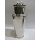 KEITH MURRAY, silver plated design Mappin & Webb cocktail shaker, pattern W28721, 25cm height