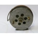 ANGLING, vintage saltwater centre pin fishing reel, 12cm diameter