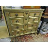 CROMWELLIAN DESIGN, oak straight front chest of 4 long graduated drawers, brass pear drop handles,