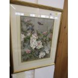 STILL LIFE, unsigned watercolour "Apple Blossom and Butterflies", 46cm x 34cm