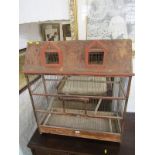 VINTAGE BIRD CAGE, a house design wire work bird cage, 81cm height 70cm width