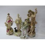 CONTINENTAL PORCELAIN, pair of figures of Muses, 20cm height and 2 similar