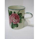 WEMYSS, rose painted quart tankard, impressed and painted mark, 14cm height