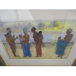 GREGORY ALEXANDER, watercolour "African Figures in a beach setting", signed and dated '83, 32cm x