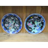 ORIENTAL CERAMICS, pair of Japanese exotic bird design shallow 31cm dishes