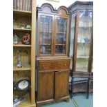 SHERATON-REVIVAL SECRETAIRE BOOKCASE, a narrow inlaid mahogany secretaire cabinet, 65cm width