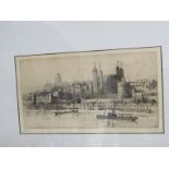 H. G. HAMPTON, pencil signed etching, "Tower of London", 14cm x 25cm