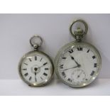 POCKET WATCHES, 2 pocket watches, 1 gent's white metal top wind pocket watch with subsidiary dial,