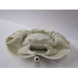 ORIENTAL CERAMICS, blanc-de-chine water dropper in a form of crab within dish (hairline crack and