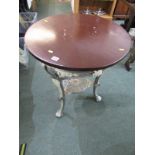 COALBROOKDALE VICTORIA JUBILEE CAST IRON PUB TABLE, with portrait reserves, 63cm diameter, marked