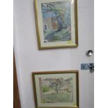 ALEC WALKER, Newlyn, 2 prints "Lamorna Mill" and "Workers in the Violet Fields,