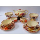 SUSIE COOPER, Gray's pottery breakfast set of tea pot, 2 cups, saucers, cream jug, sugar bowl and