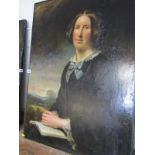 CIRCLE OF GEORGE RICHMOND, 19th Century oil on board "Portrait of Lady - 3/4 length seated