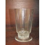 LALIQUE diamond point signed glass goblet with bird design relief stem.