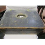 ANTIQUE DOCUMENT BOX, black Morocco case by P & F Schafer, 43cm width