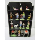 PORCELAIN MINIATURES, collection of 15 bisque porcelain miniature figures including elephant and
