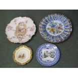 GIBSON GIRLS, Royal Doulton plate, also limoge-style floral and gilt bordered charger, 39cm