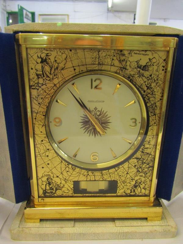 JAEGER-LE-COULTRE, original cased Atmos "Constellation" bracket clock and box, 22cm height