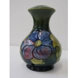 MOORCROFT green ground "Hibiscus" pattern table lamp base 16cm height