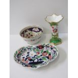 REGENCY PORCELAIN SLOP BOWL, pattern no 1641; also Chamberlains Worcester kidney shape floral dish