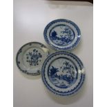 ORIENTAL CERAMICS, pair of early Chinese underglaze blue export dessert plates, "fenced garden"