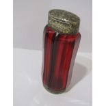 S. MORDAN & CO PERFUME FLASK, ruby glass twin bodied with stoppers, 10cm height