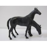 METALWARE, patinated metal sculpture of 2 horses, 18cm high