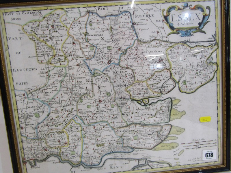 17th Century hand coloured antique map of Essex by Robert Morden, published 1695 with good colouring - Image 2 of 2