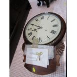 ANTIQUE WALL CLOCK, 8 day American striking drop dial wall clock (requires restoration) 52cm height