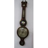GEORGIAN MERCURY BAROMETER by Pedroncelli of Bodmin with inset convex mirror, 96cm height