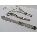 EDWARDIAN SILVER GRAPE SCISSORS, attractive engraved design, Sheffield 1905, also attractive