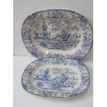 VICTORIAN TRANSFERWARE, 2 graduated Lanelly Pottery meat plates "Coladine" pattern (46cm and 40cm