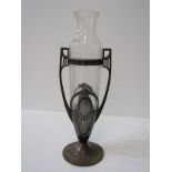 WMF, Jugendstil design cut glass vase in plated mount 28cm height