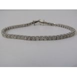 18ct WHITE GOLD DIAMOND SET LINE BRACELET, approx. 5.02 carat well matched, brilliant cut diamonds