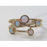 9ct YELLOW GOLD OPAL CLUSTER RING, size P