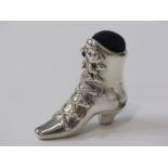 SILVER LADY'S BOOT PIN CUSHION