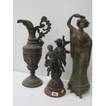 ANTIQUE METALWARE, marble based bronzed group "Triomphe de L'Amour" after Ferrand; also painted