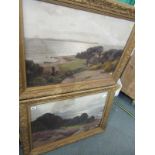 EDWARDIAN COLOUR PRINT, pair of gilt framed colour prints "Coastal Scenes", 47cm x 71cm