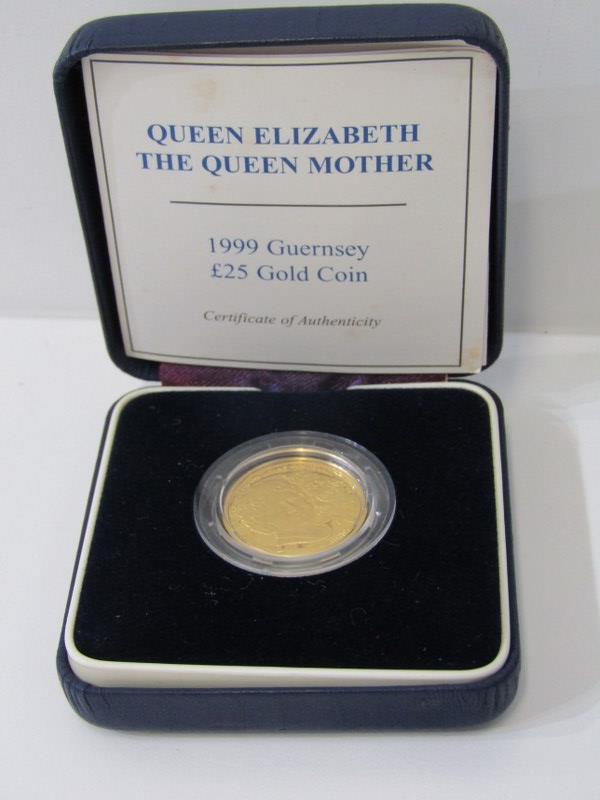 GUERNSEY GOLD £25 COIN, fine gold, 7.81 grams, 1999 coin, limited edition of 5000